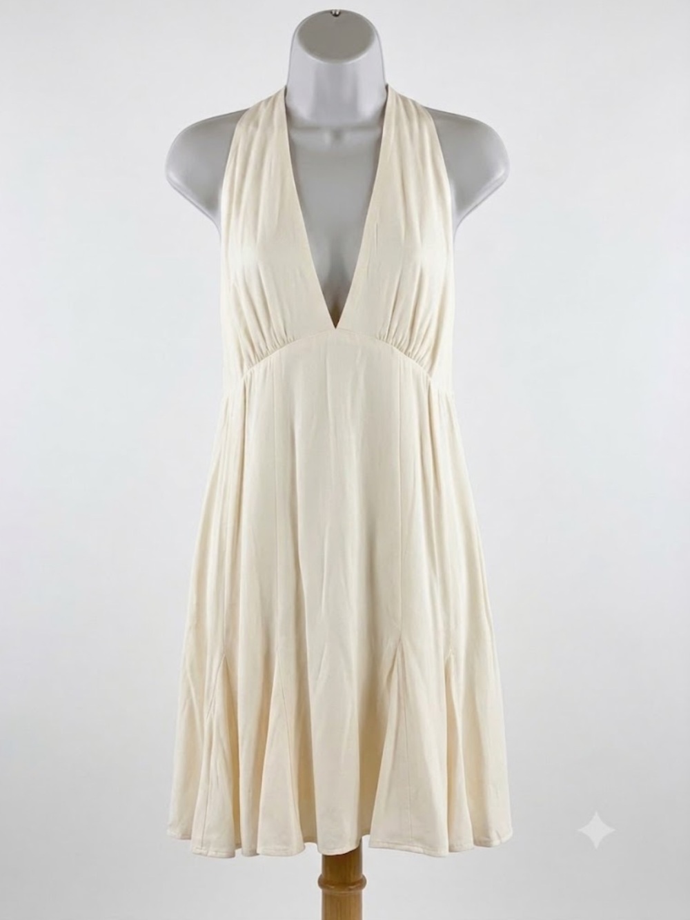 H&M Cream Deep V-Neck Mini Dress